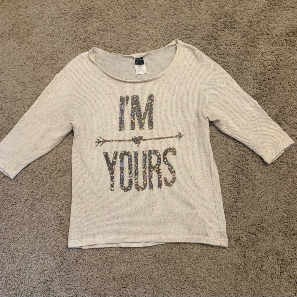 Stranded “I’m Yours” Light Weight Sweater Top Large